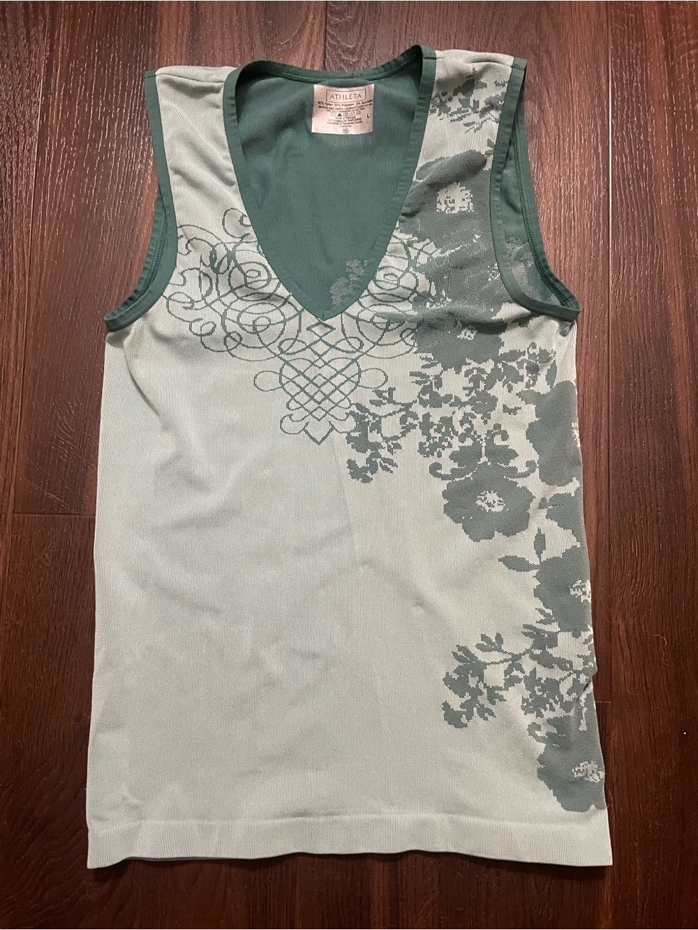 Athleta Mint Green V-Neck Floral Print Tank